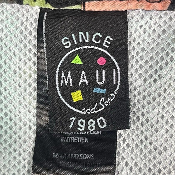 Maui And Sons Mens M Swim Trunks Multicolor Elastic Waist W Drawstring Pockets - Picture 8 of 13